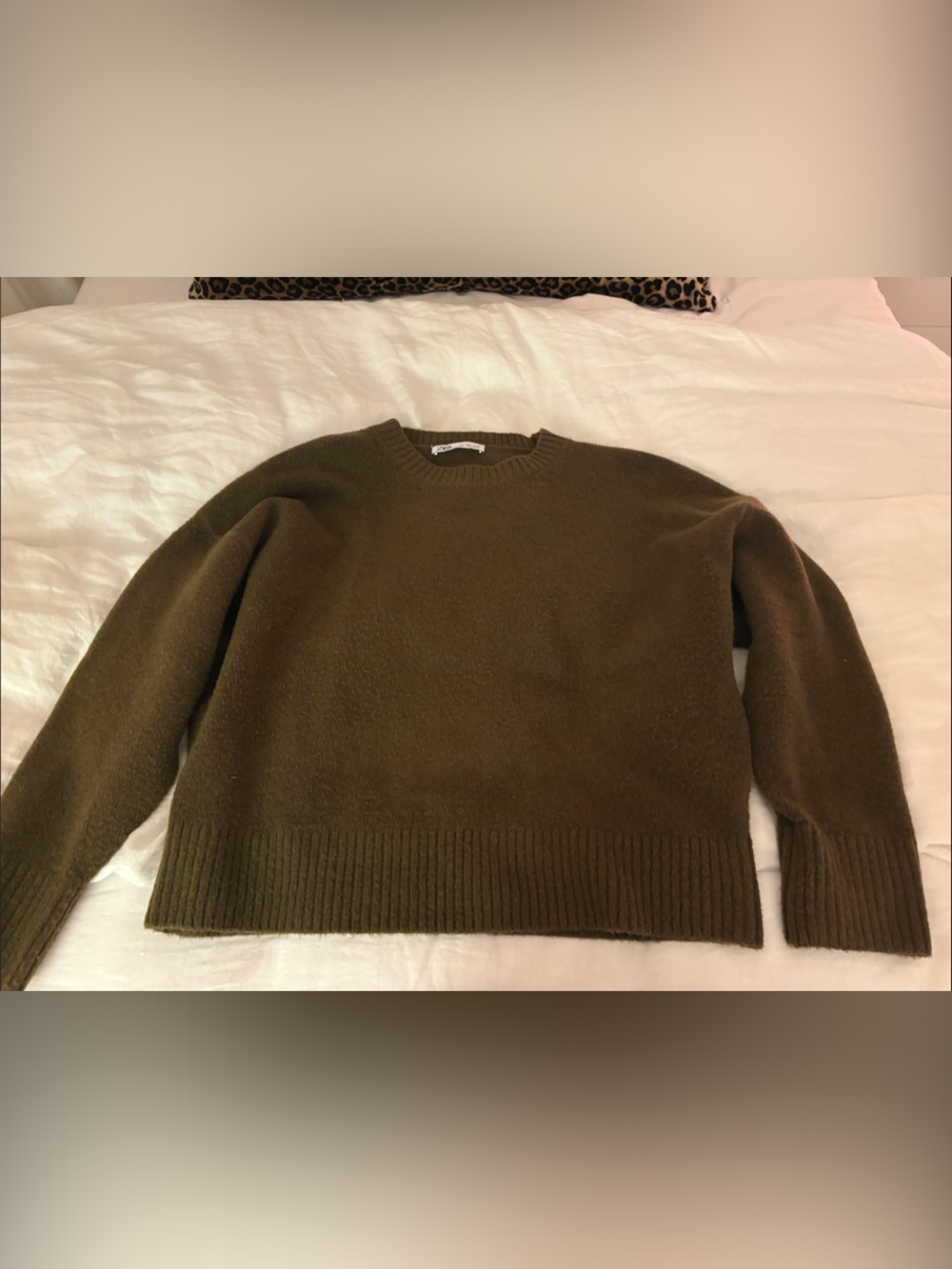 Zara Olive Green Crewneck Sweater